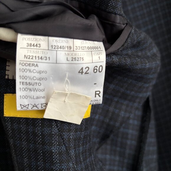 $2200 Canali Kei Unstructured Blue Check Wool Sport Coat / Blazer - US 48-50 - Picture 11 of 11